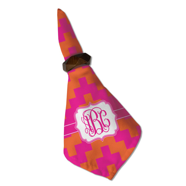 Pink & Orange Chevron Cloth Napkins - Personalized Dinner (Folded in Ring) (MAIN)