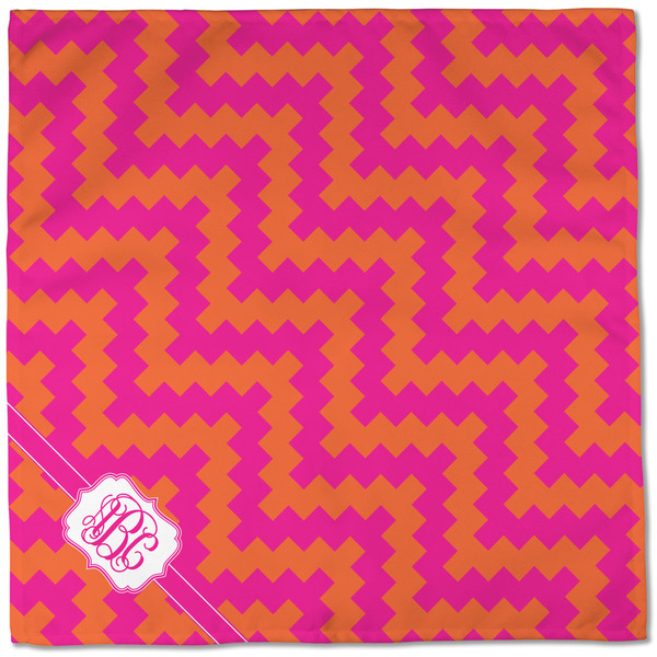 Pink & Orange Chevron Cloth Napkins - Personalized Dinner (Full Open)