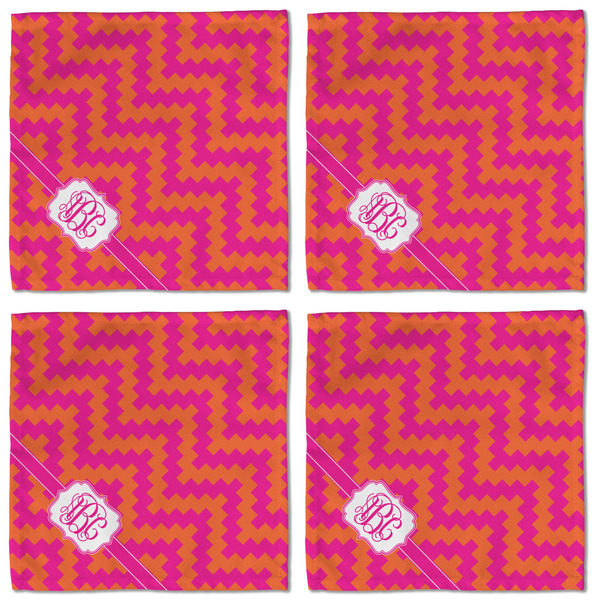 Pink & Orange Chevron Cloth Napkins - Personalized Lunch (APPROVAL) Set of 4