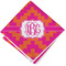 Pink & Orange Chevron Cloth Cocktail Napkin - Single w/ Monogram