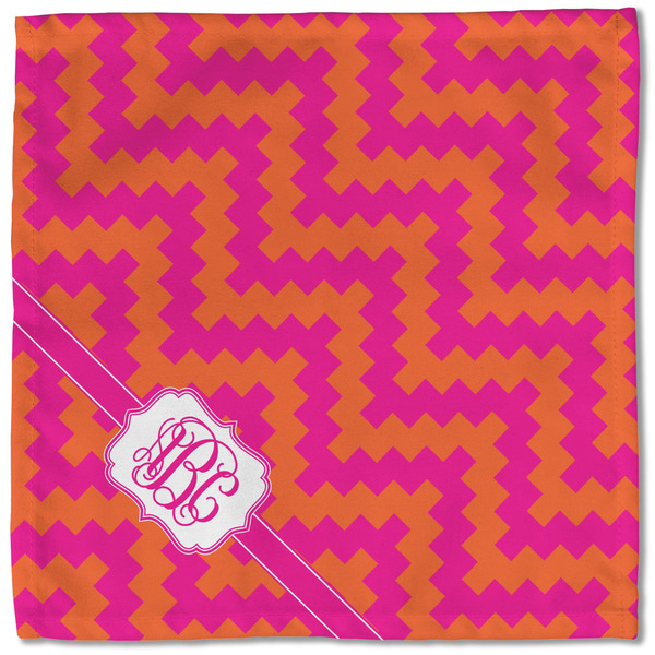 Pink & Orange Chevron Cloth Napkins - Personalized Lunch (Single Full Open)