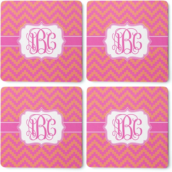 Pink & Orange Chevron Coaster Rubber Back - Apvl