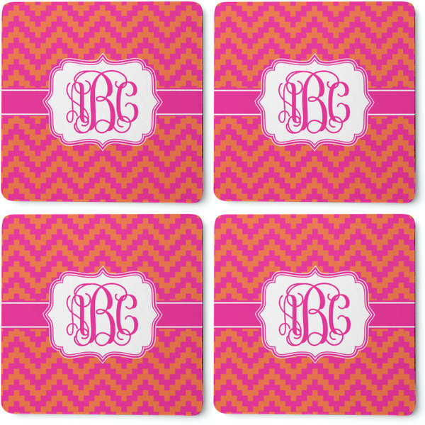 Pink & Orange Chevron Coaster Rubber Back - Apvl