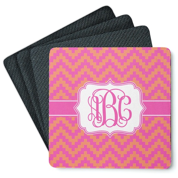 Pink & Orange Chevron Coaster Rubber Back - Main