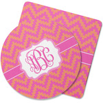 Pink & Orange Chevron Rubber Backed Coaster (Personalized)