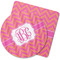 Pink & Orange Chevron Rubber Backed Coaster (Personalized)