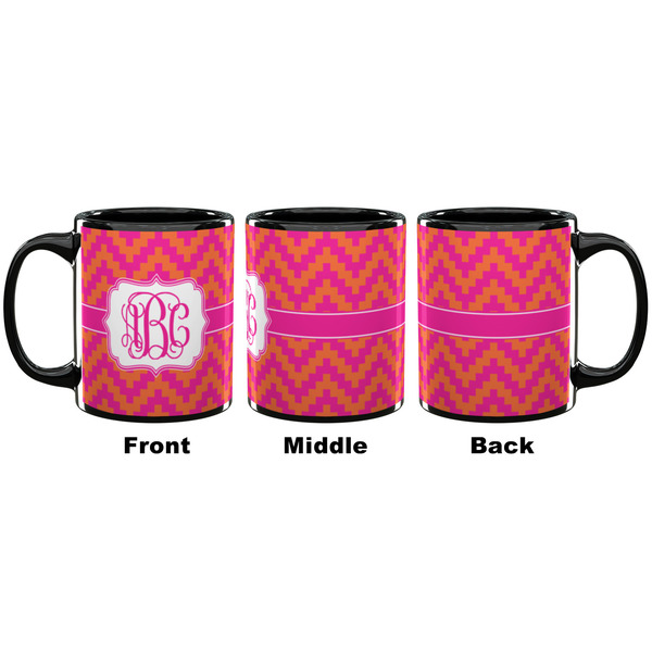 Pink & Orange Chevron Coffee Mug - 11 oz - Black APPROVAL