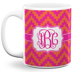 Pink & Orange Chevron 11 Oz Coffee Mug - White (Personalized)