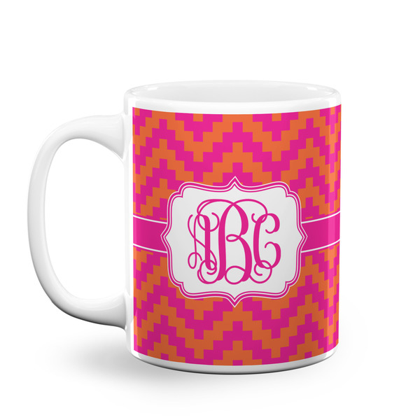 Custom Pink & Orange Chevron Coffee Mug (Personalized)