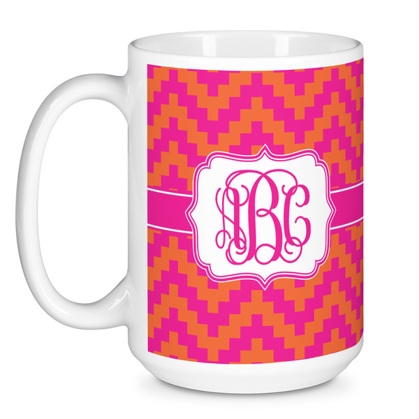 Pink & Orange Chevron Coffee Mug - 15 oz - White