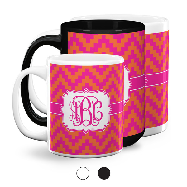 Pink & Orange Chevron Coffee Mugs Main