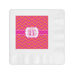 Pink & Orange Chevron Coined Cocktail Napkins (Personalized)