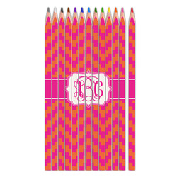 Pink & Orange Chevron Colored Pencils (Personalized)
