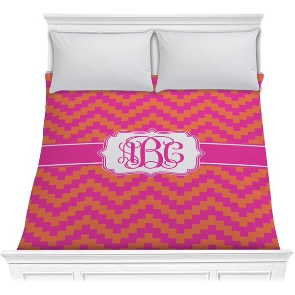 Custom Pink & Orange Chevron Comforter - Full / Queen (Personalized)