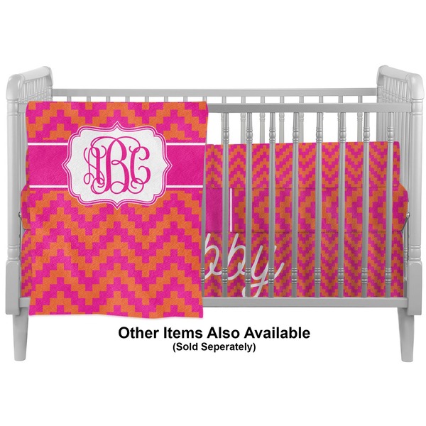 Pink & Orange Chevron Crib - Profile Sold Seperately