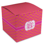 Pink & Orange Chevron Cube Favor Gift Boxes (Personalized)