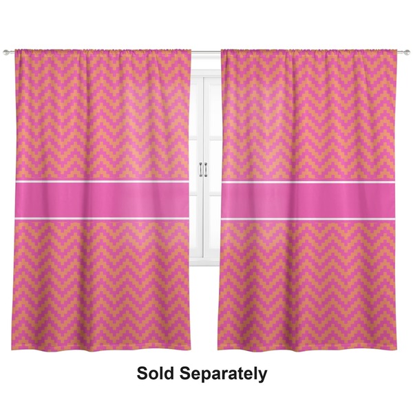 Custom Pink & Orange Chevron Curtain Panel - Custom Size