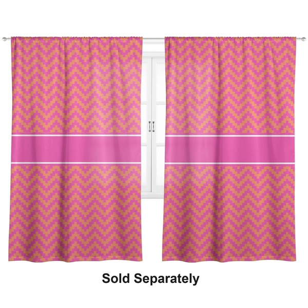 Pink & Orange Chevron Curtain 112x80 - Lined