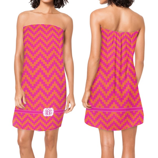 Pink & Orange Chevron Custom Bath Wrap - Front & Back View