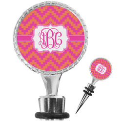 Pink & Orange Chevron Wine Bottle Stopper (Personalized)