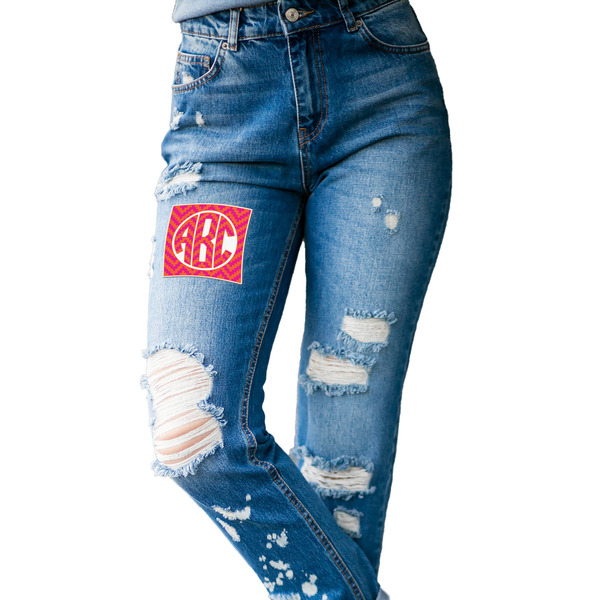 Pink & Orange Chevron Custom Shape Iron On Patches - L - single APPROVAL