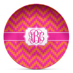 Pink & Orange Chevron Microwave Safe Plastic Plate - Composite Polymer (Personalized)