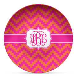 Pink & Orange Chevron Microwave Safe Plastic Plate - Composite Polymer (Personalized)