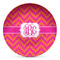 Pink & Orange Chevron Microwave Safe Plastic Plate - Composite Polymer (Personalized)