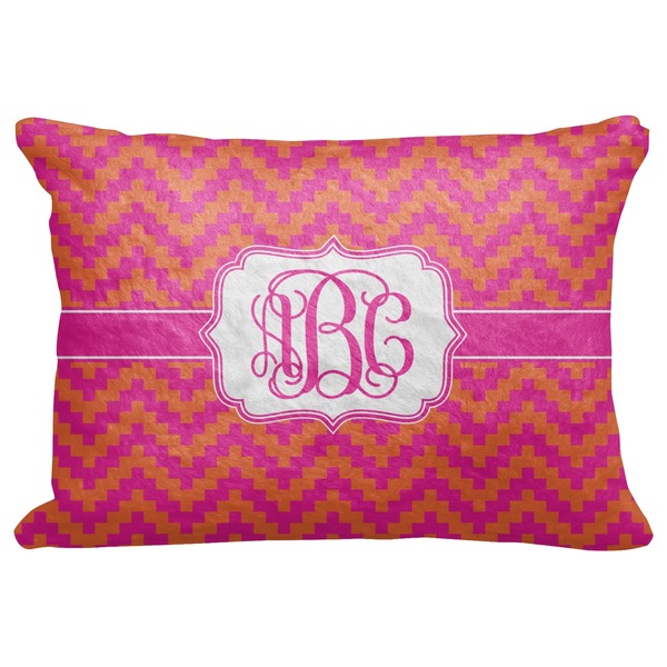 Custom Pink & Orange Chevron Decorative Baby Pillowcase - 16"x12" (Personalized)