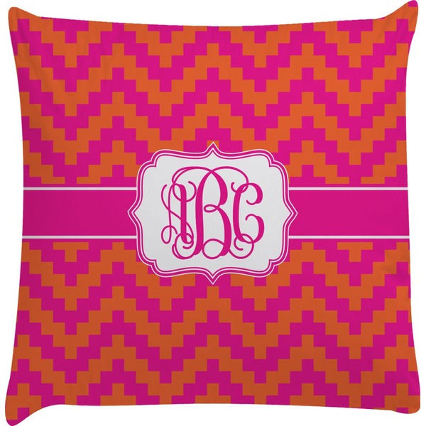 Custom Pink & Orange Chevron Decorative Pillow Case (Personalized)