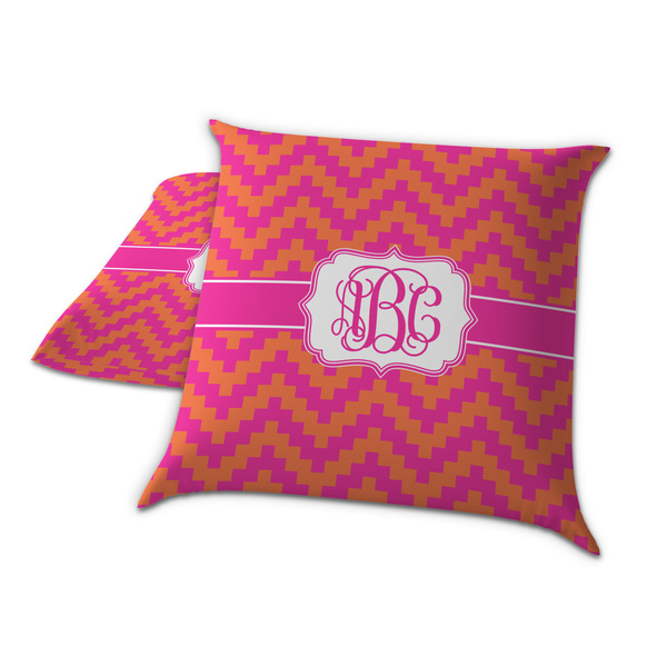 Pink & Orange Chevron Decorative Pillow Case - TWO