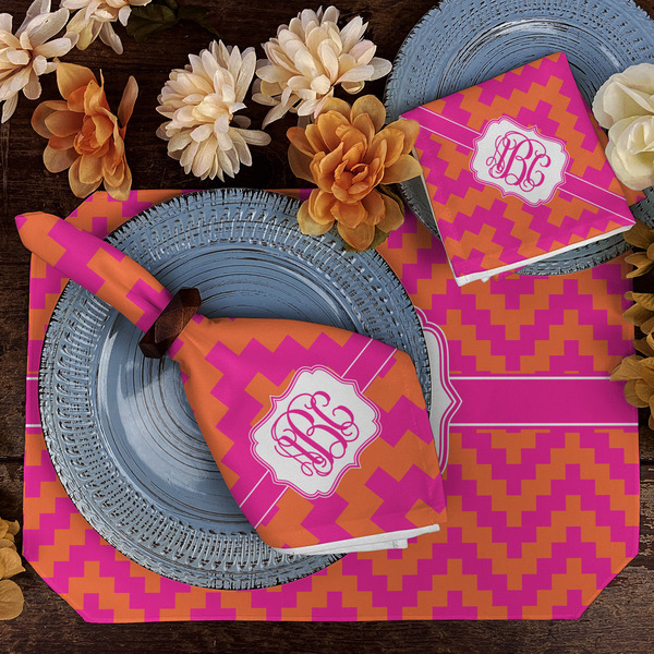 Pink & Orange Chevron Dining Set