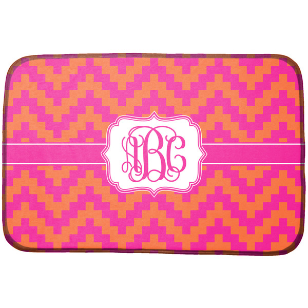 Custom Pink & Orange Chevron Dish Drying Mat (Personalized)