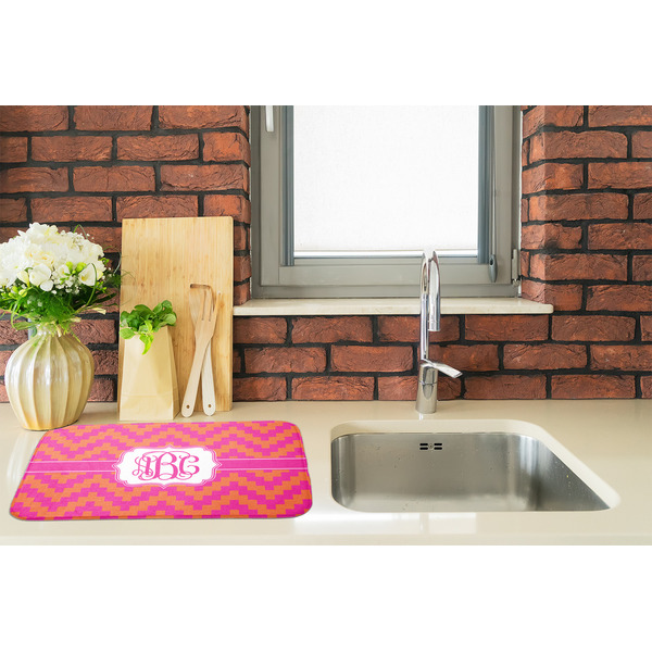 Pink & Orange Chevron Dish Drying Mat - LIFESTYLE 2
