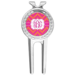Pink & Orange Chevron Golf Divot Tool & Ball Marker (Personalized)