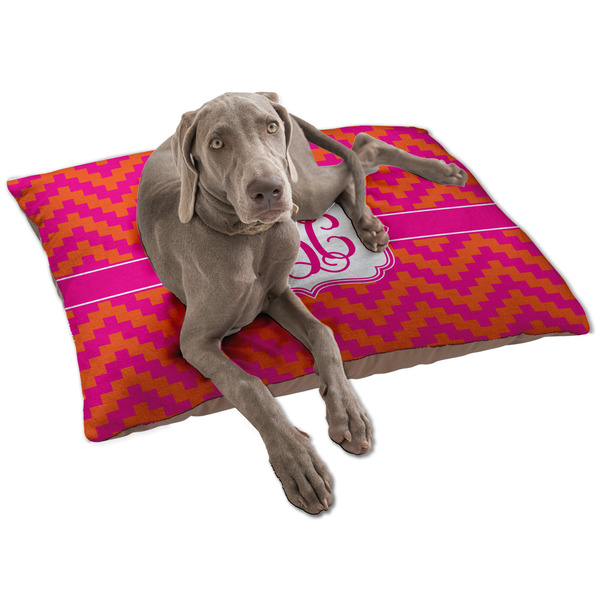 Pink & Orange Chevron Dog Bed - Large LIFESTYLE