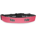 Pink & Orange Chevron Deluxe Dog Collar - Double Extra Large (20.5" to 35") (Personalized)