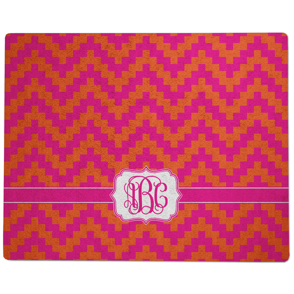 Pink & Orange Chevron Dog Food Mat - Large without Bowls