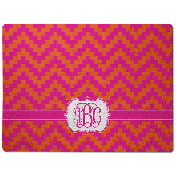 Pink & Orange Chevron Dog Food Mat - Medium without bowls