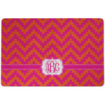 Pink & Orange Chevron Dog Food Mat w/ Monogram