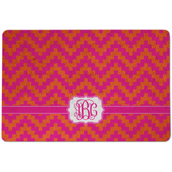 Pink & Orange Chevron Dog Food Mat w/ Monogram