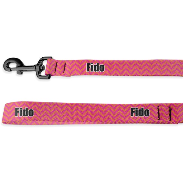 Custom Pink & Orange Chevron Deluxe Dog Leash (Personalized)