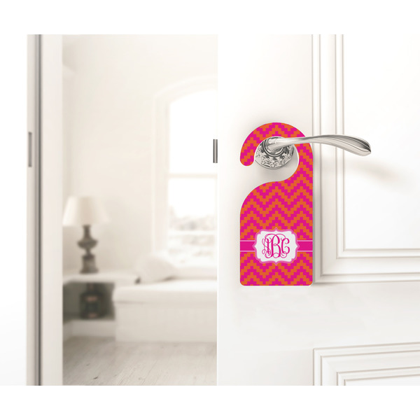 Pink & Orange Chevron Door Hanger - LIFESTYLE