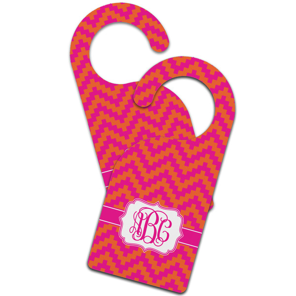 Pink & Orange Chevron Door Hanger - MAIN