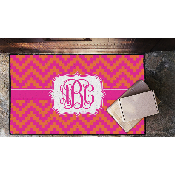 Pink & Orange Chevron Door Mat - LIFESTYLE (Lrg)