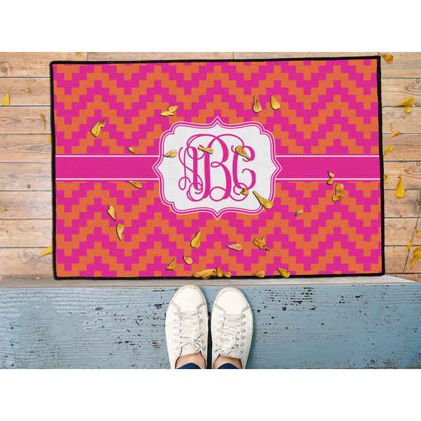 Pink & Orange Chevron Door Mat - LIFESTYLE (Med)