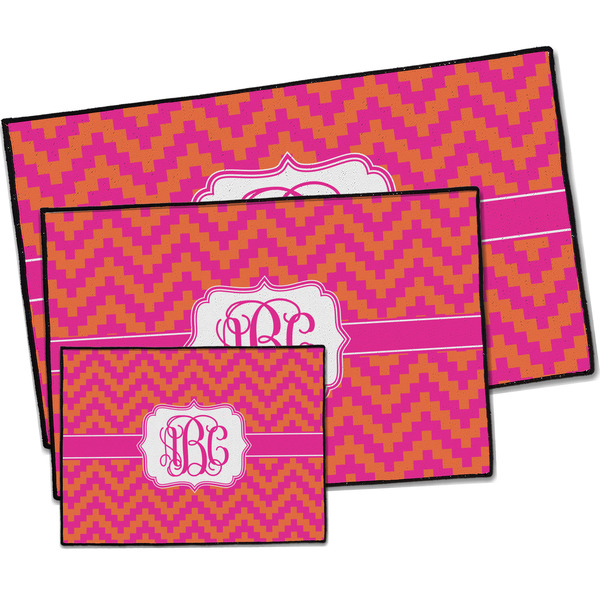 Pink & Orange Chevron Door Mats - PARENT MAIN