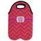 Pink & Orange Chevron Double Wine Tote - Flat (new)