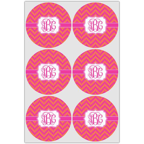 Pink & Orange Chevron Drink Topper - Large - Set of 6