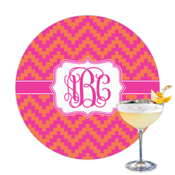 Pink & Orange Chevron Printed Drink Topper - 3.25" (Personalized)